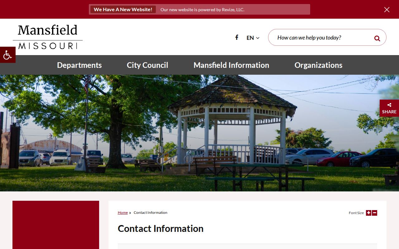 Official Mansfield city records custodian contact page