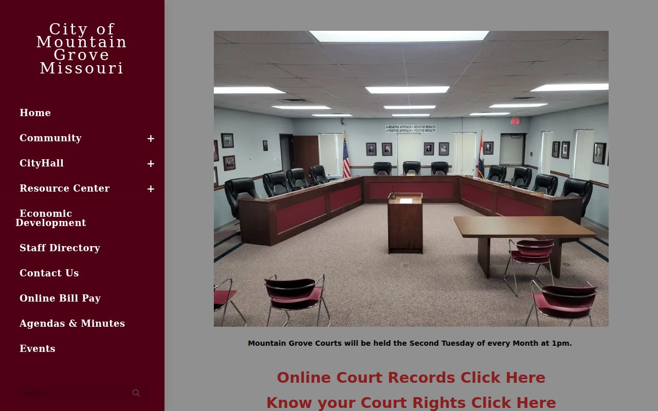 Official Mountain Grove Municipal Court page and schedule