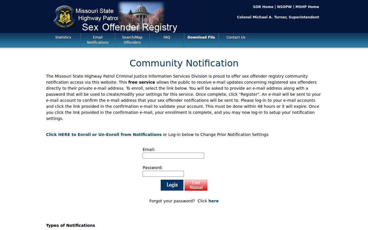Wright County sex offender check Missouri community notification signup