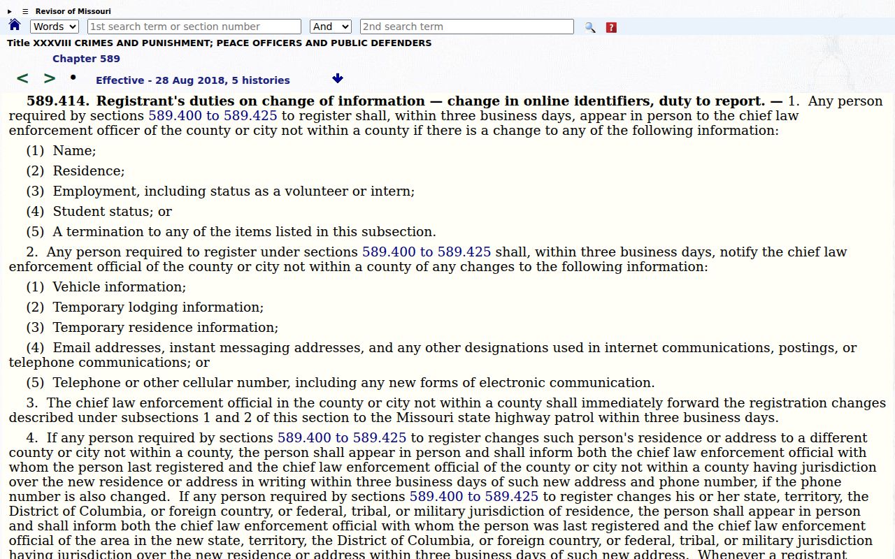 Wright County sex offender check Missouri registry tier statute