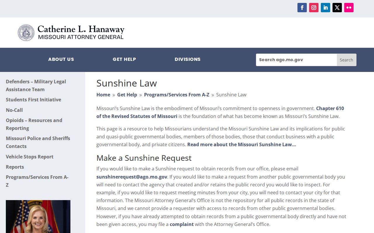 Wright County criminal records Missouri Sunshine Law guidance