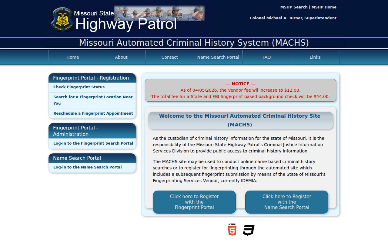 Wright County criminal history MACHS fingerprint portal